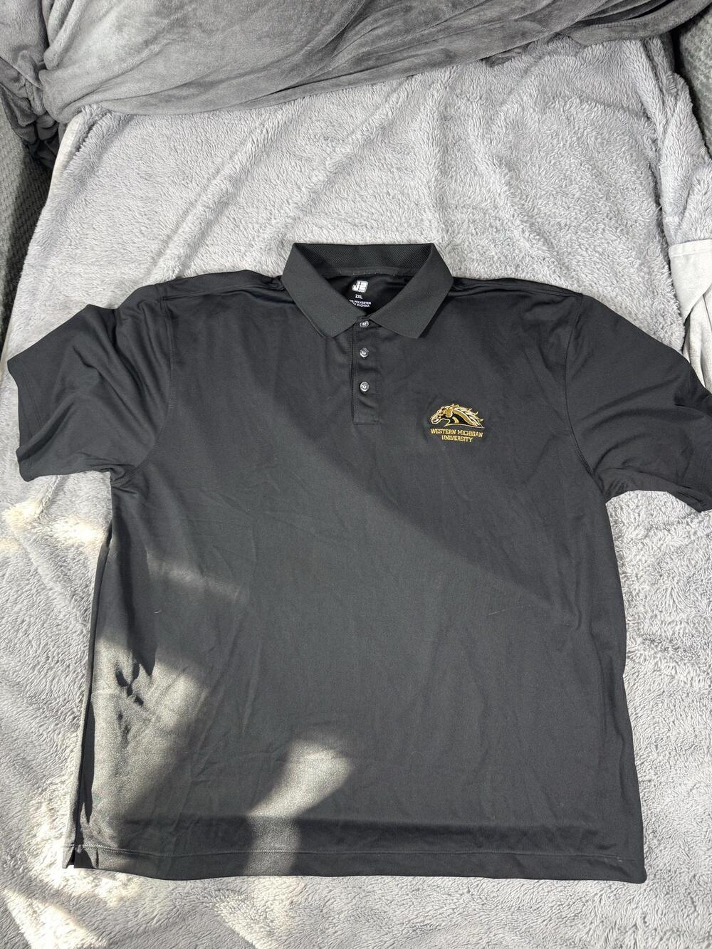Western Michigan Broncos Polo Shirt Mens 2XL Black NCAA Football J2 Sport